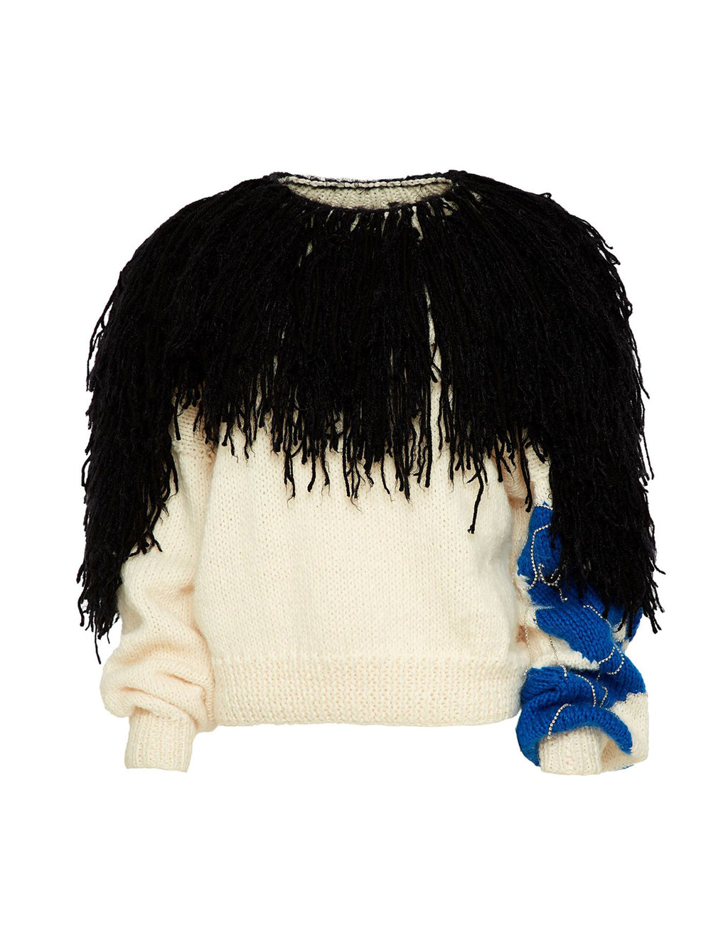 Hand-Knitted Statement Fringed Sweater