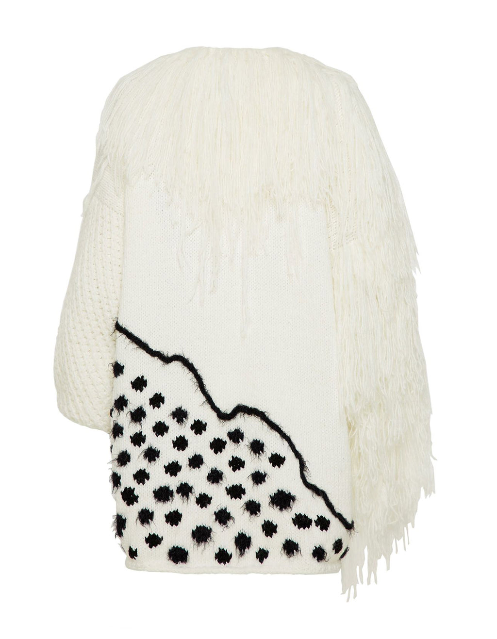 Hand-Knitted Abstract Fringed Cardigan