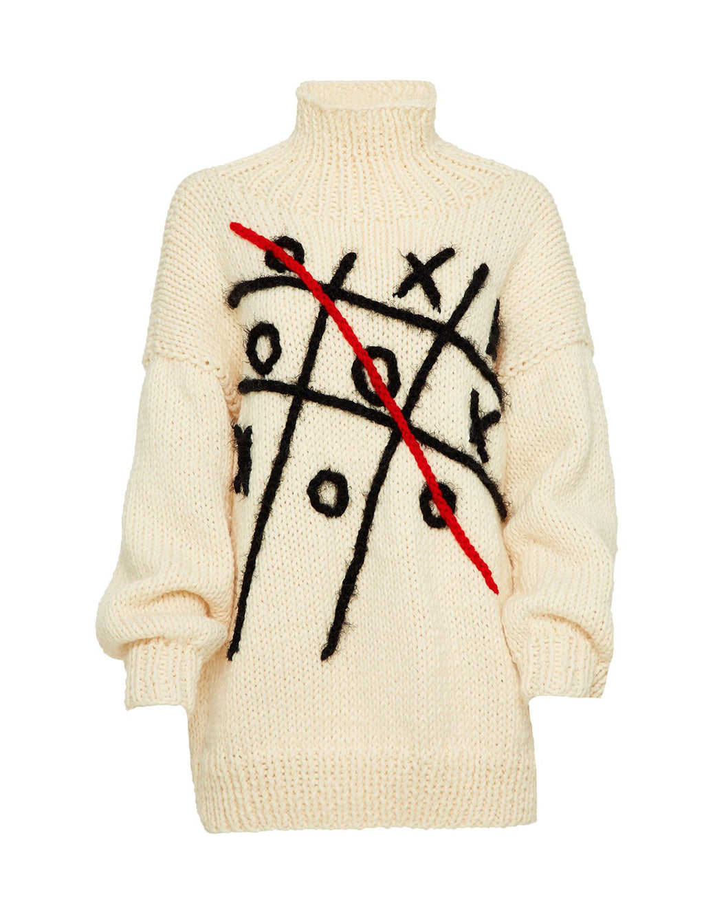 Hand-Knitted Tic-Tac-Toe Turtleneck Sweater