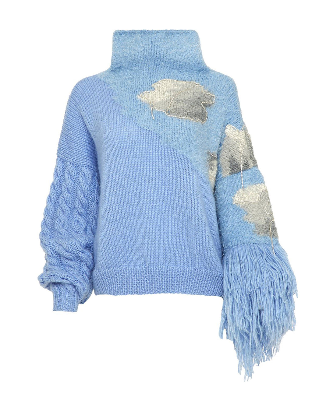 Hand-Knitted Cloud Statement Sweater