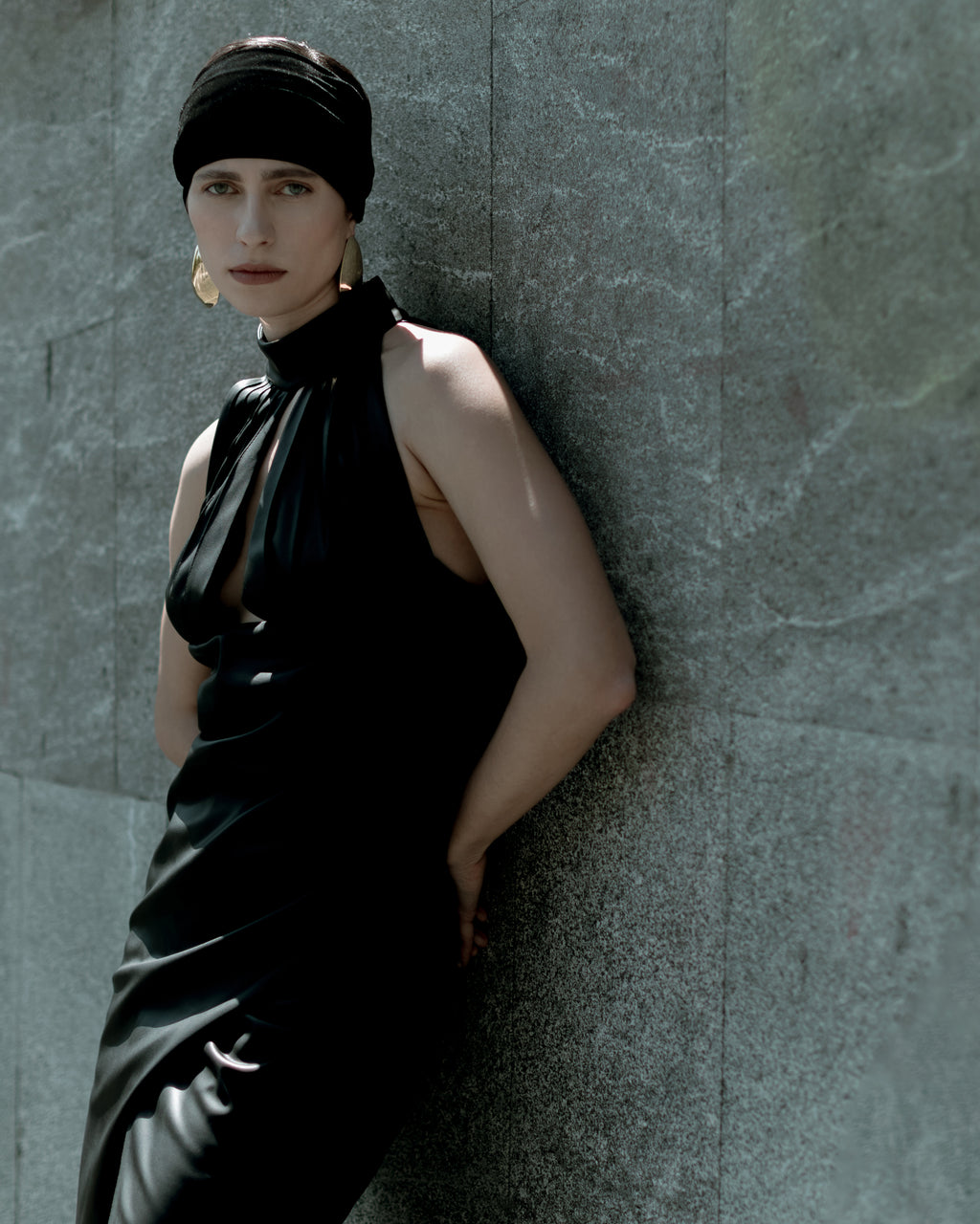 Black Faux Leather Halter Maxi Dress