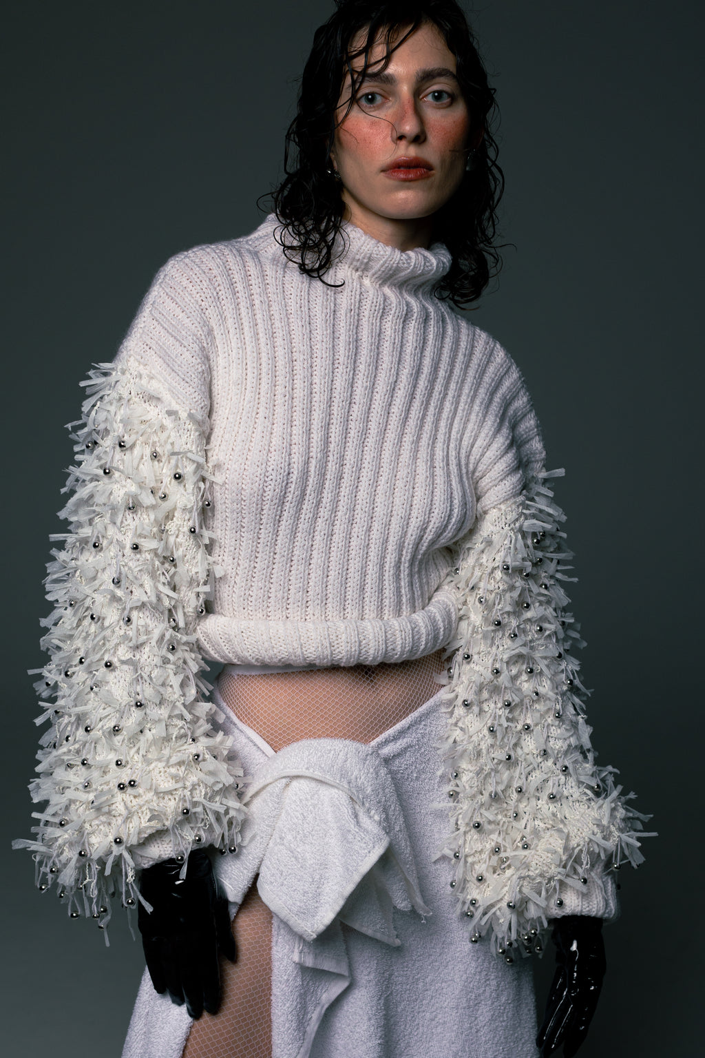 Chunky Ribbed Bell Sleeve Turtleneck Sweater