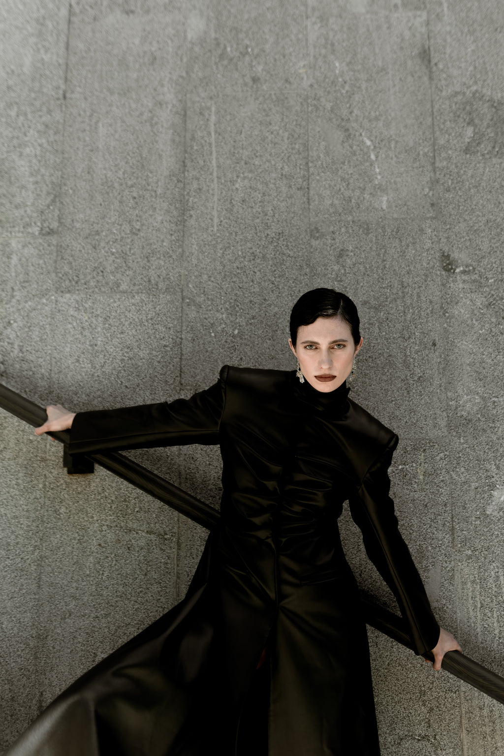 Black Faux Leather Maxi Trench Coat