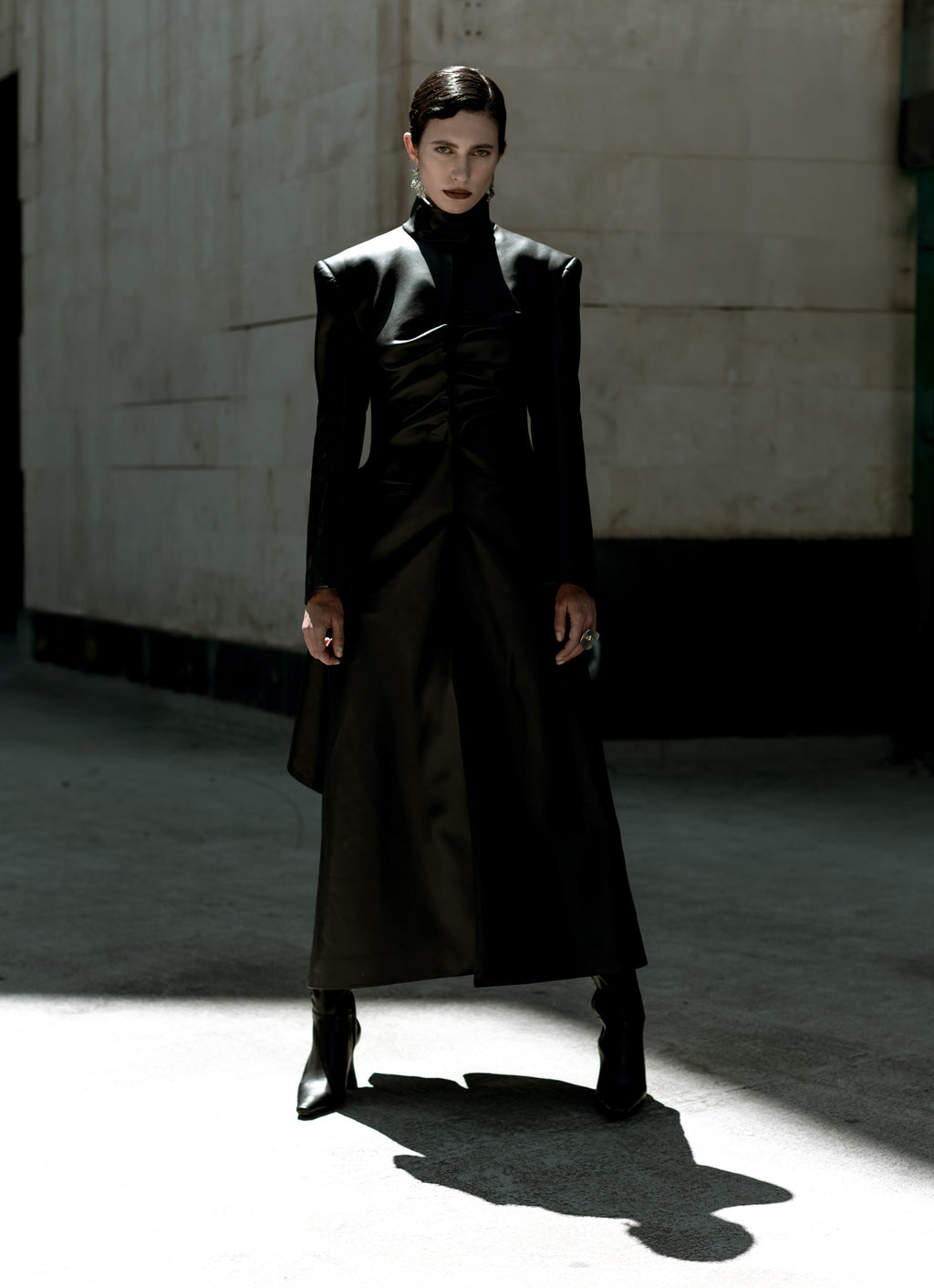 Black Faux Leather Maxi Trench Coat