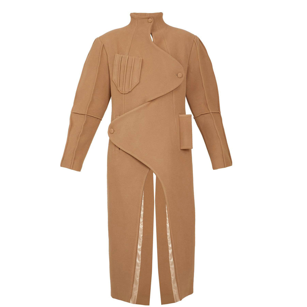 Sandy Brown Wool-Blend Coat