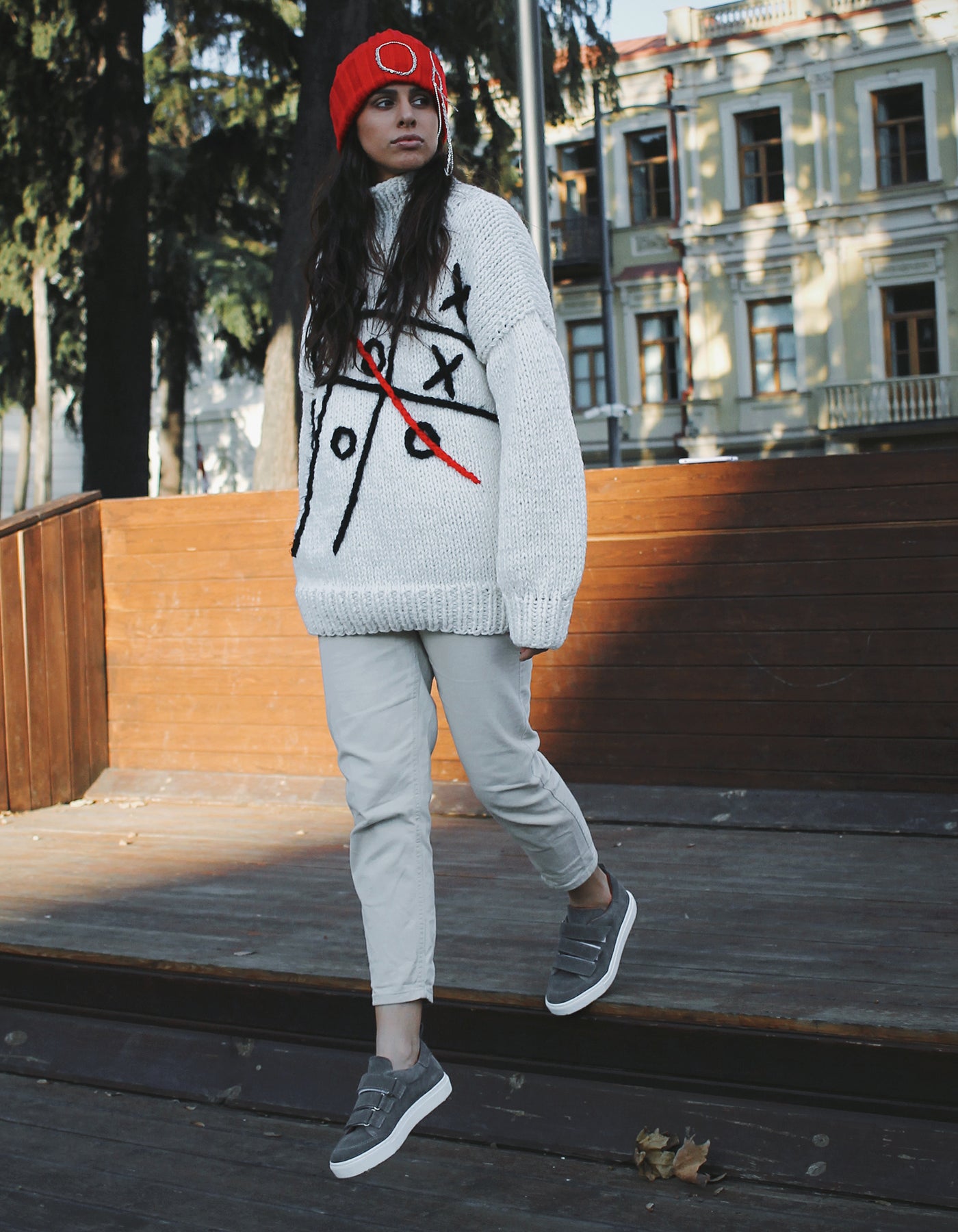 Hand-Knitted Tic-Tac-Toe Turtleneck Sweater