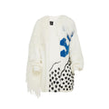 Hand-Knitted Abstract Fringed Cardigan
