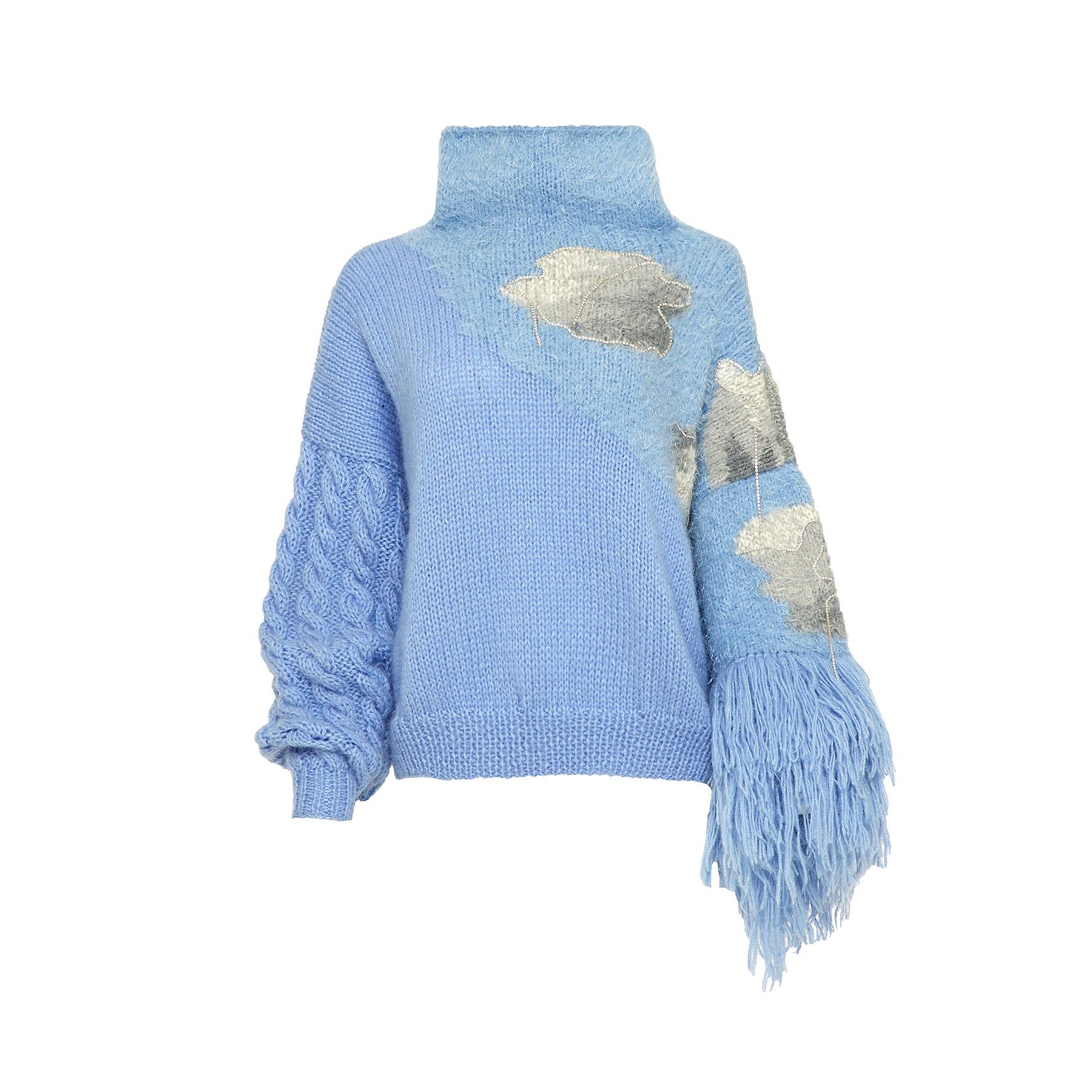 Hand-Knitted Cloud Statement Sweater