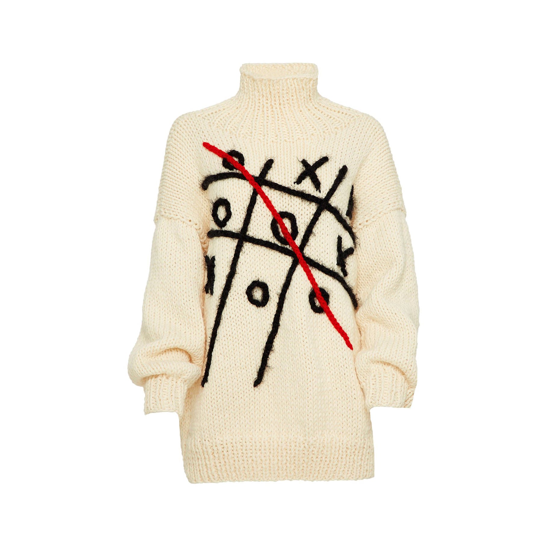 Hand-Knitted Tic-Tac-Toe Turtleneck Sweater