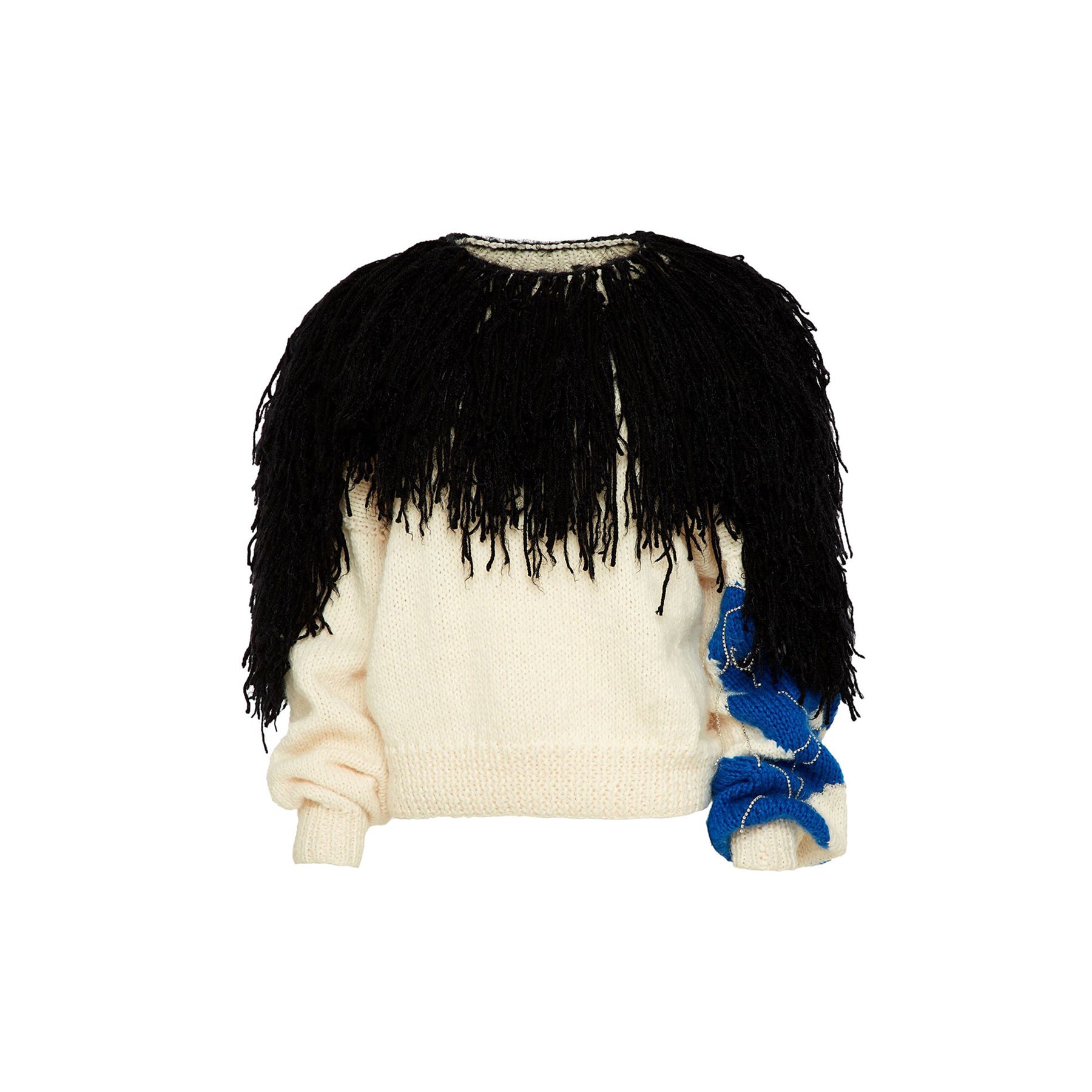 Hand-Knitted Statement Fringed Sweater