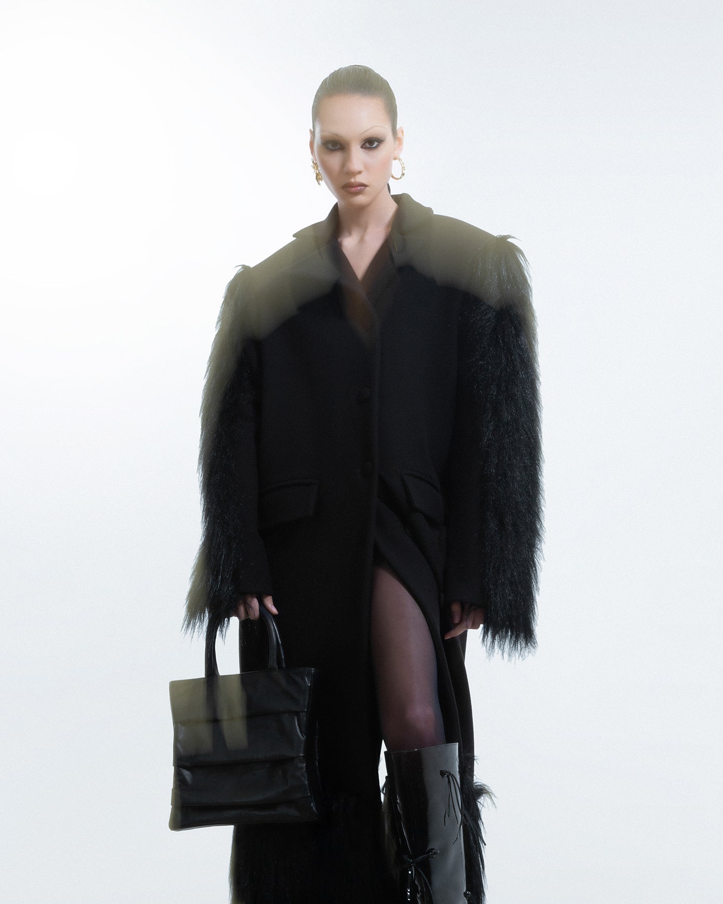 Oversized Faux Fur Wool-Blend Coat