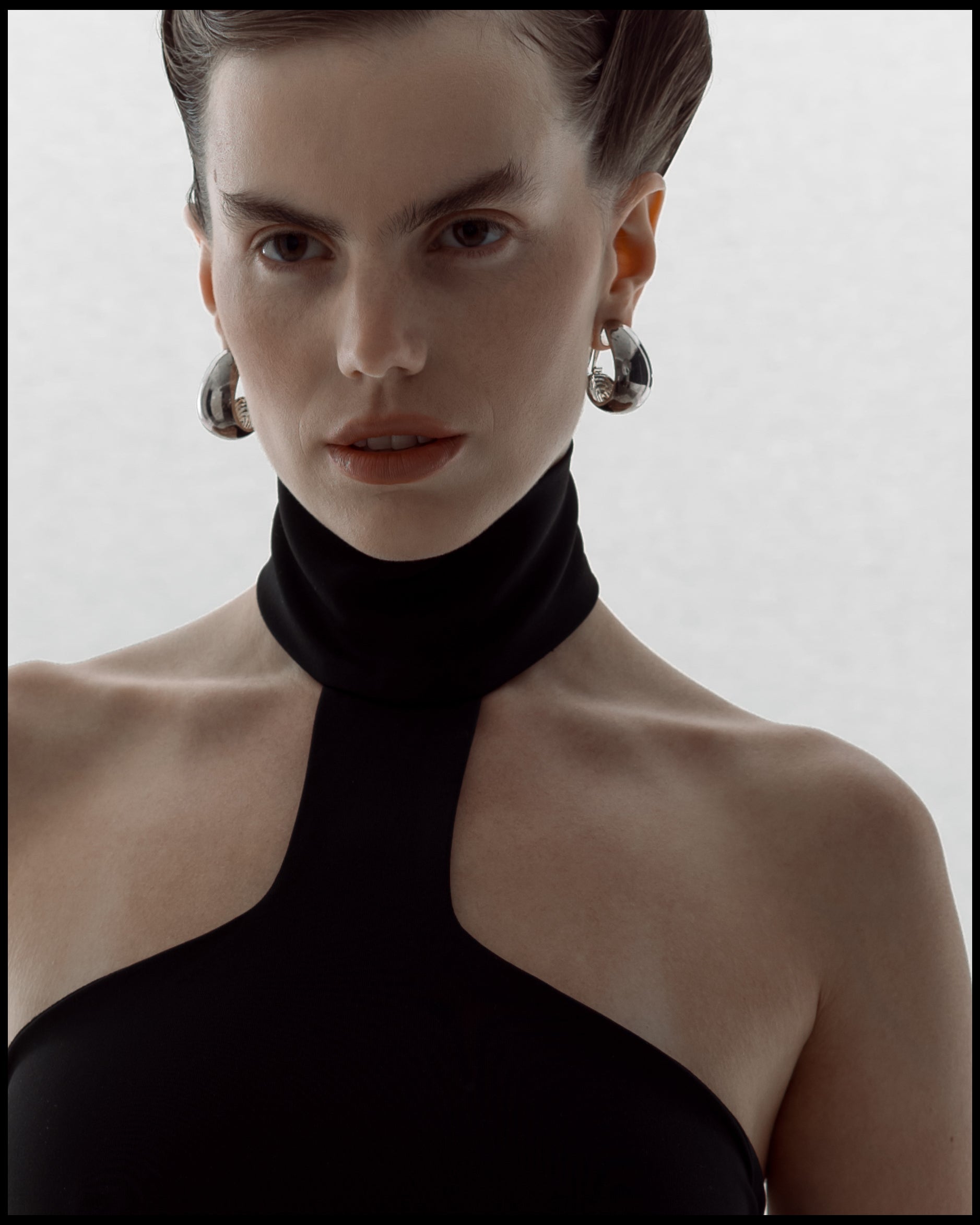 Rhinestone Buckle Halter Black Mini Dress