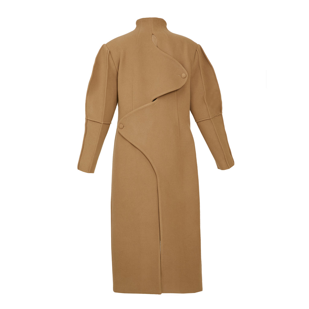 Sandy Brown Wool-Blend Coat