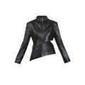 Asymmetric Shiny Faux Leather Cutout Blazer