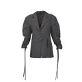 Structured Gray Blazer with Ruched Drawstring Sleeves