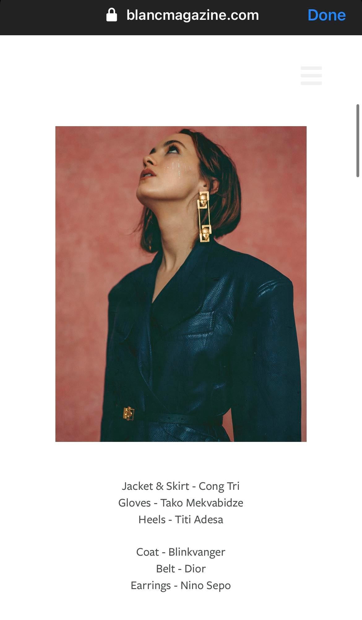 Blue Faux Leather Structured Trench Coat