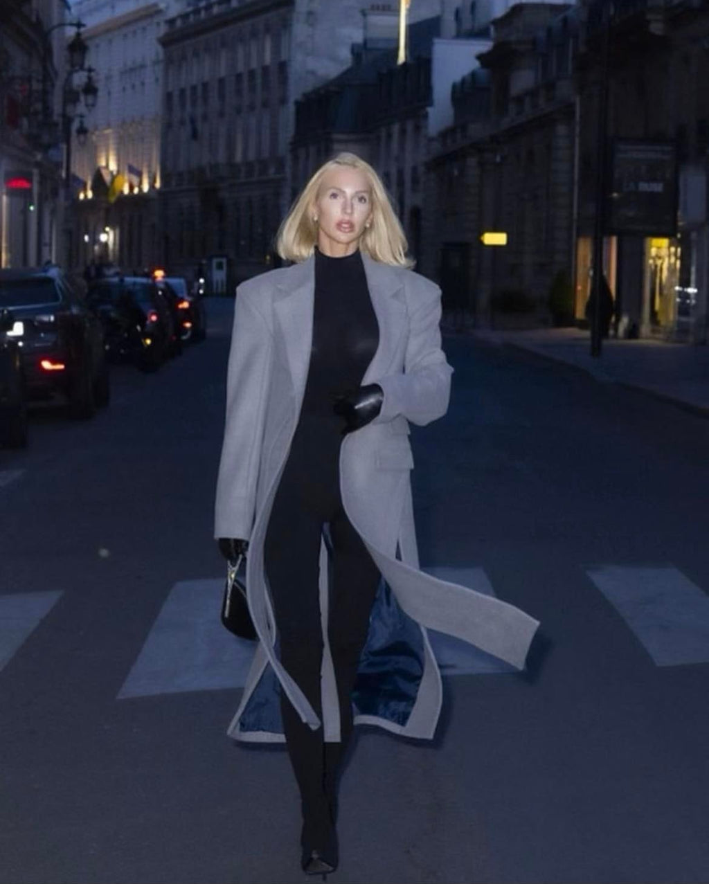 Light Grey Wide-Shoulder Coat