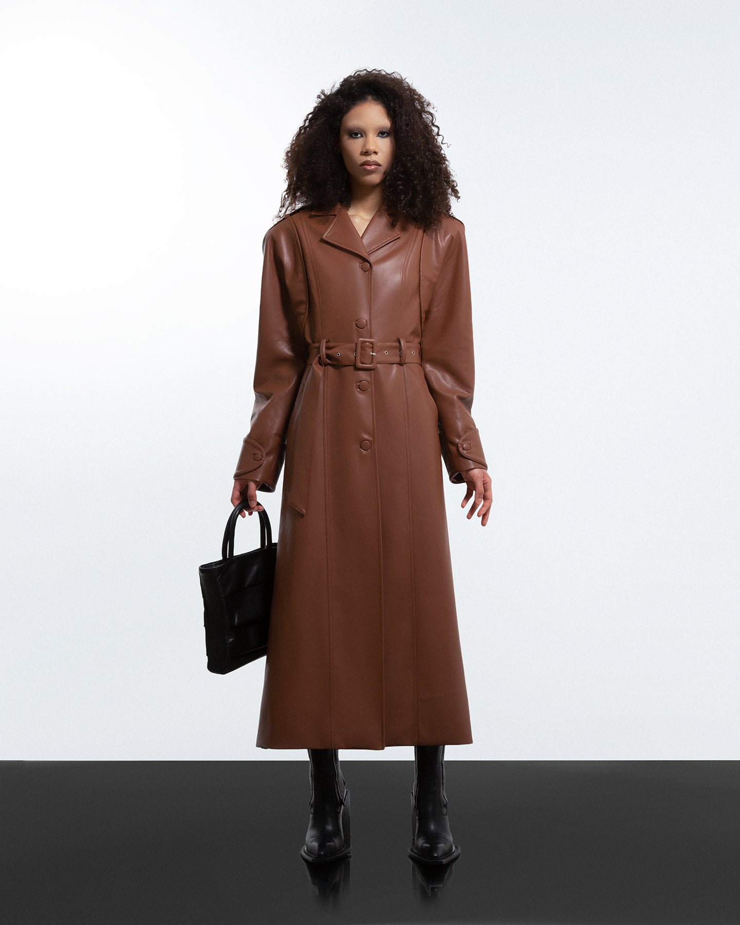 Brown Faux Leather Coat