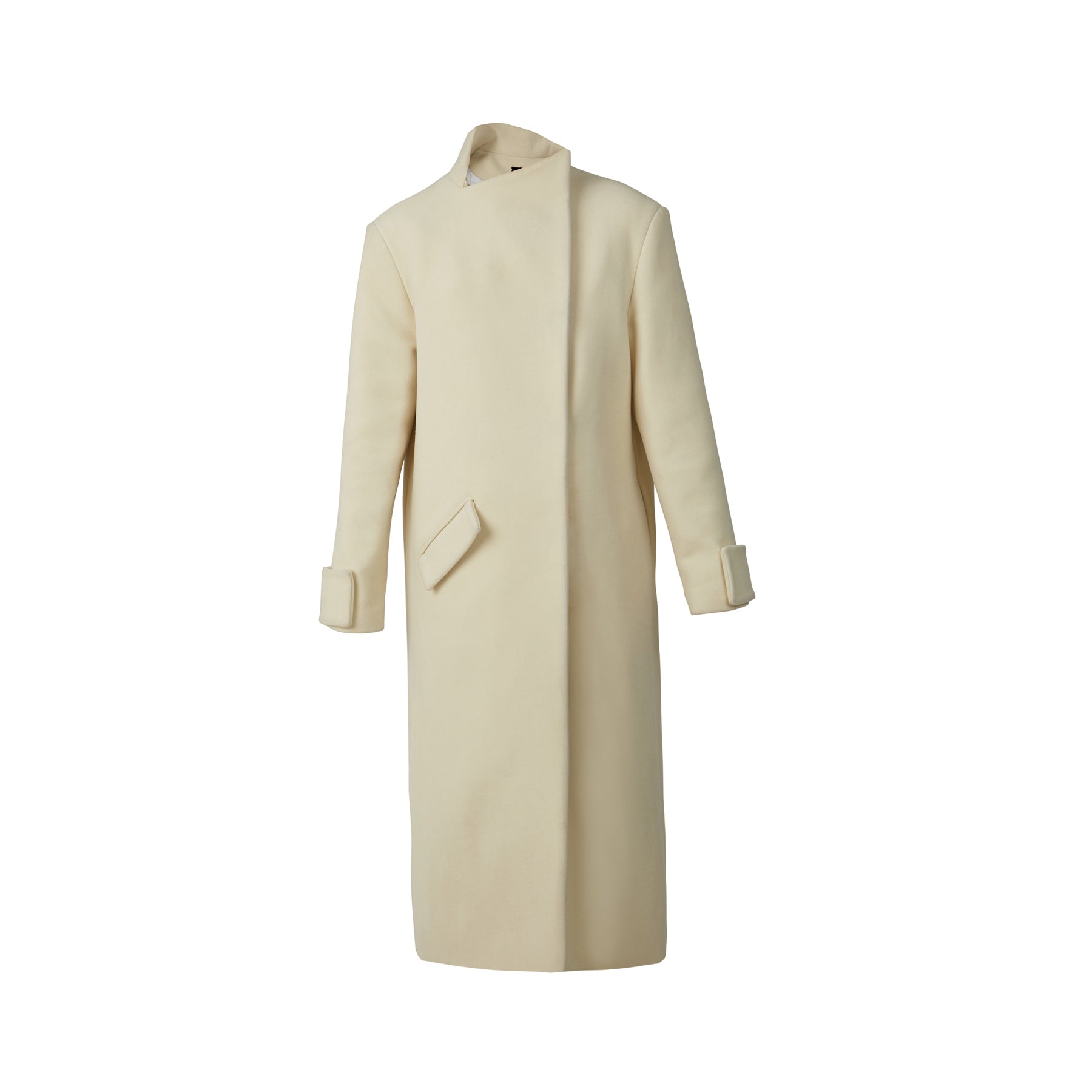 Milky White Asymmetric High-Neck Coat