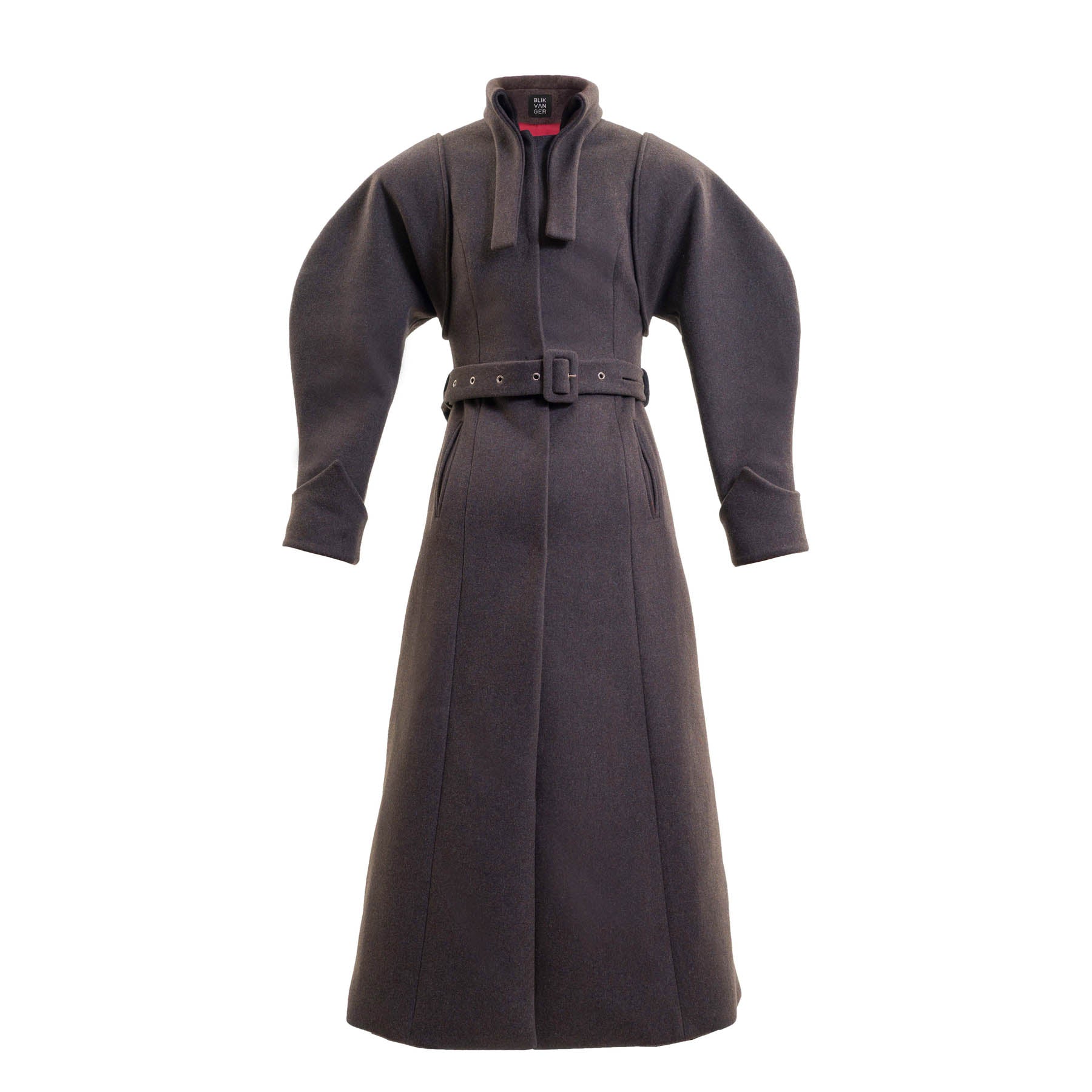 Puff-sleeved stone brown coat