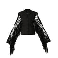 Fishnet-Sleeve Black Blazer