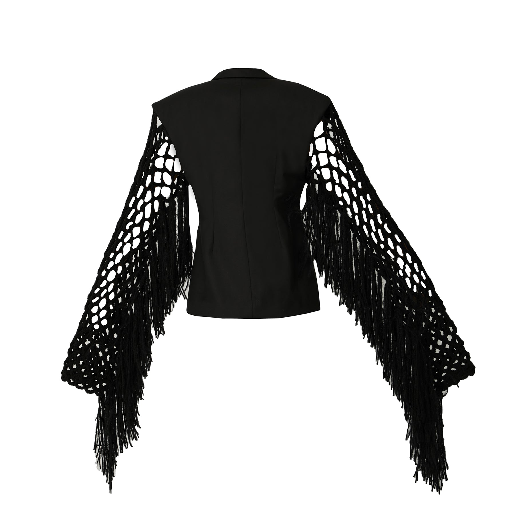 Fishnet-Sleeve Black Blazer