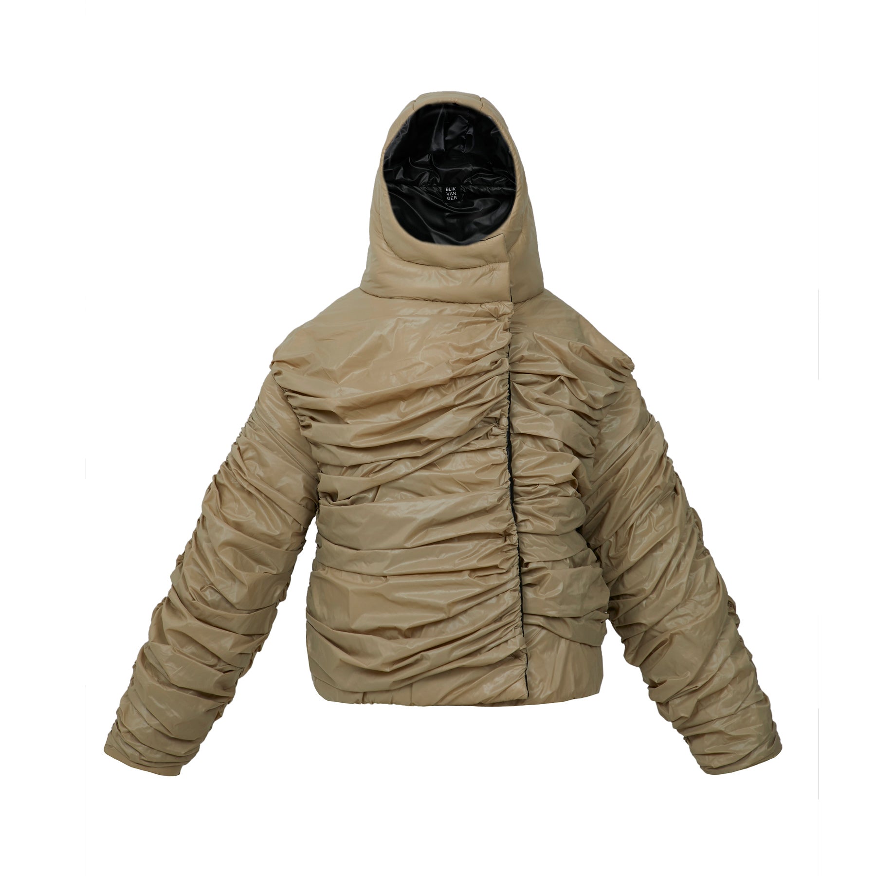 Draped Hooded Puffer Jacket