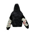 Voluminous Draped Puffer with Wool Blend Sleeves