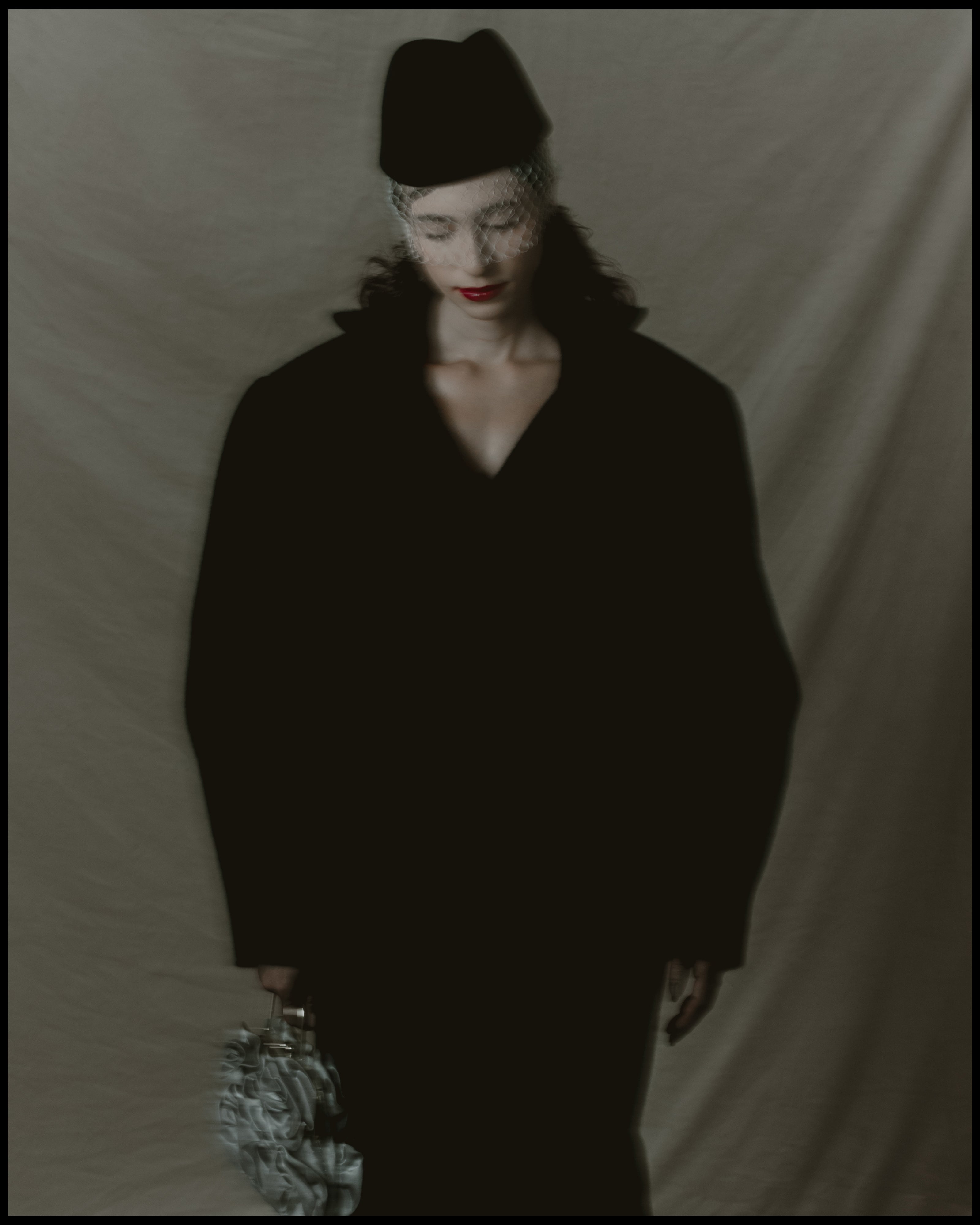 Midnight Black Faux Fur Coat with Stand-Up Collar