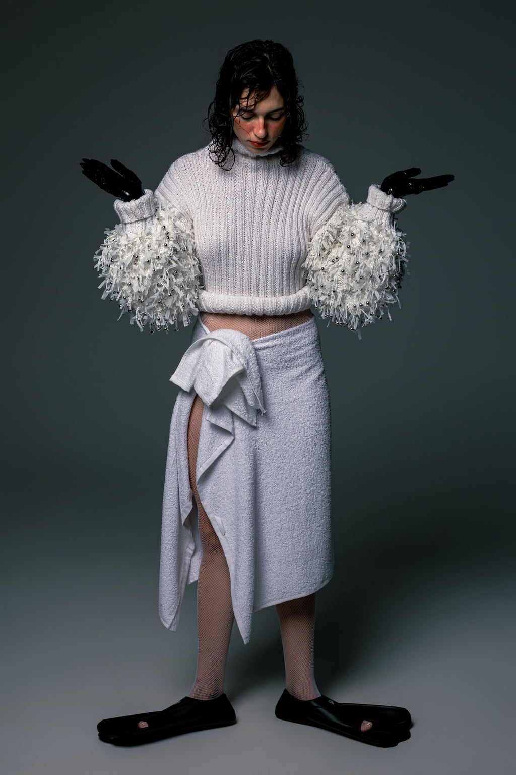 Chunky Ribbed Bell Sleeve Turtleneck Sweater