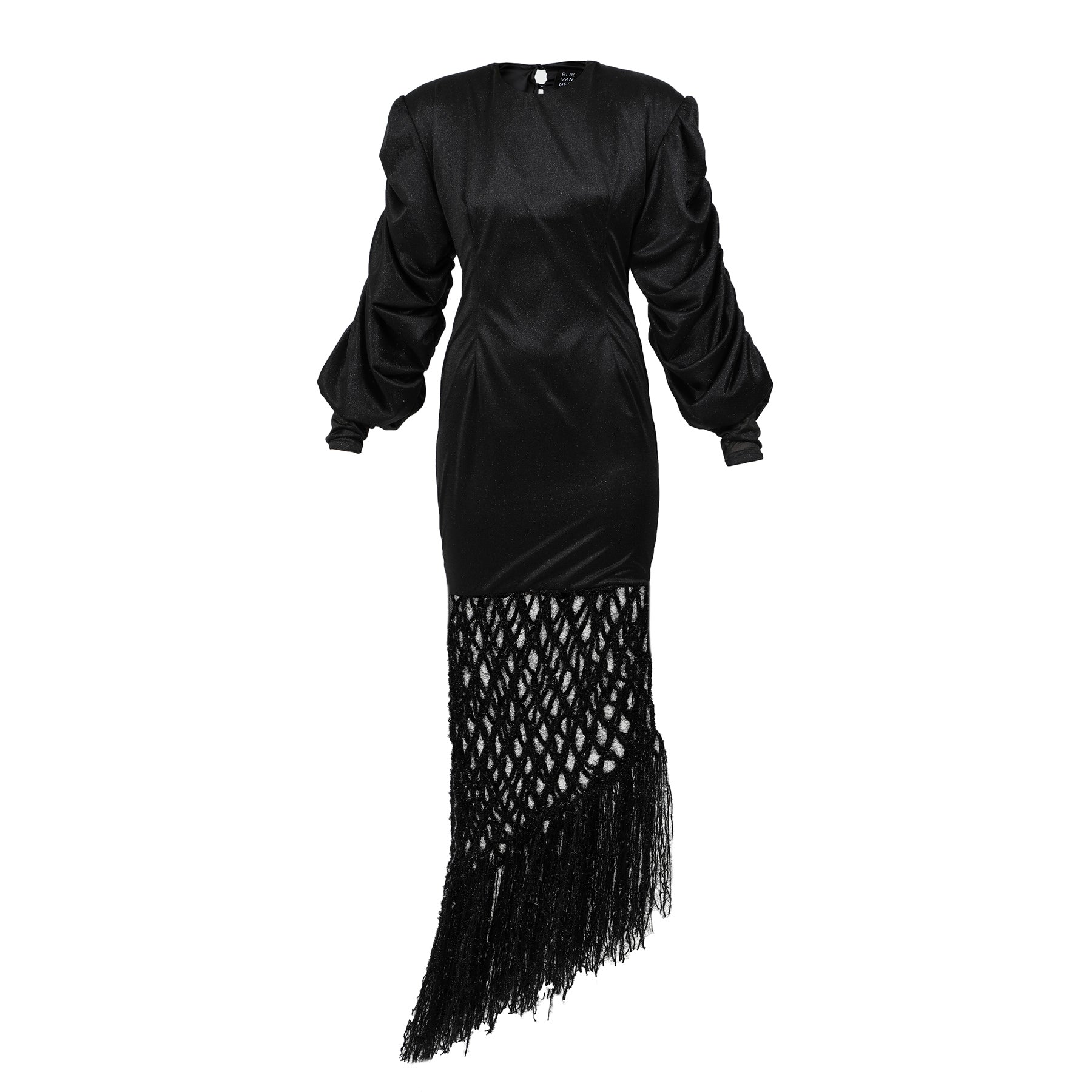 Mesh Hem Satin Maxi Dress