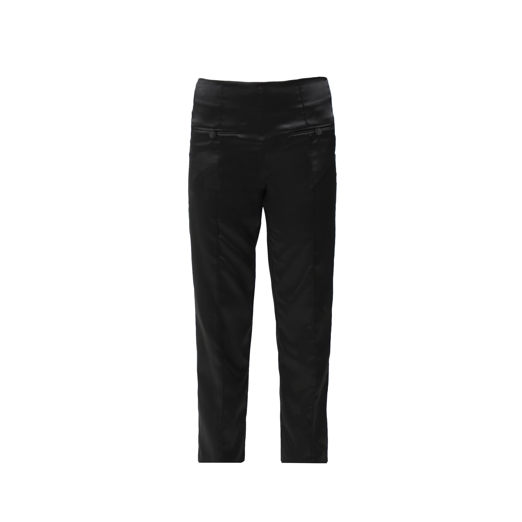 High-Waisted Satin Straight-Leg Trousers