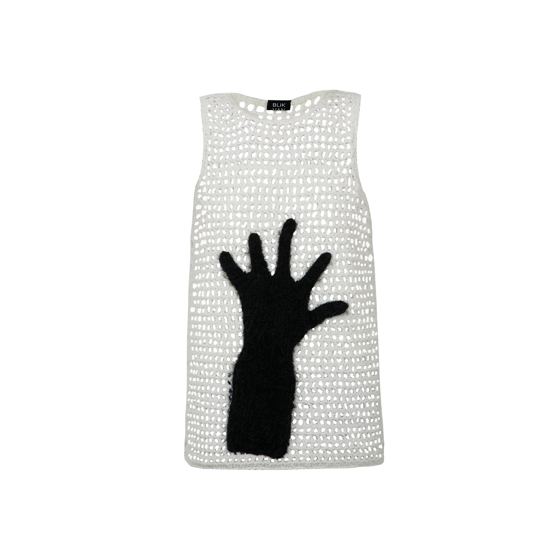Hand-Motif Open Knit Wool Vest