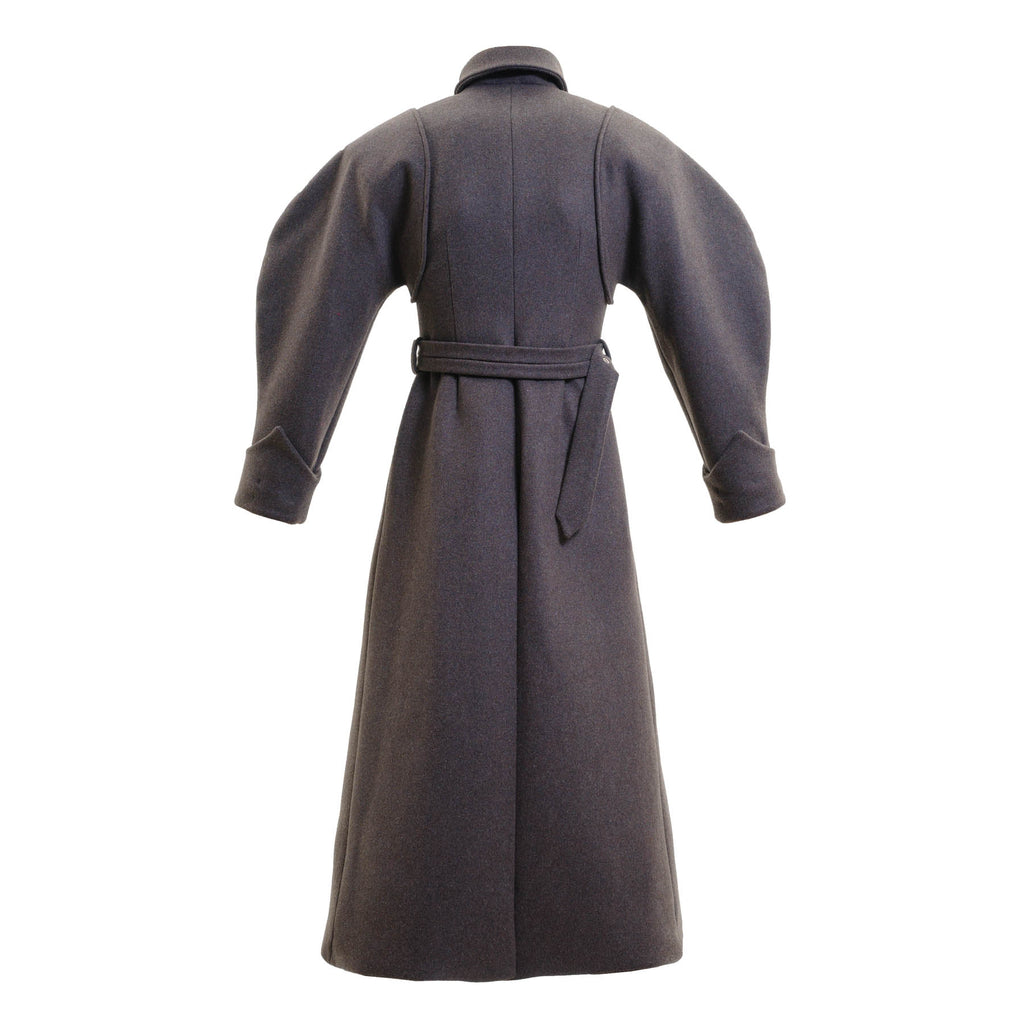 Puff-sleeved stone brown coat