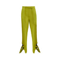 Chartreuse Belted-Hem Trousers