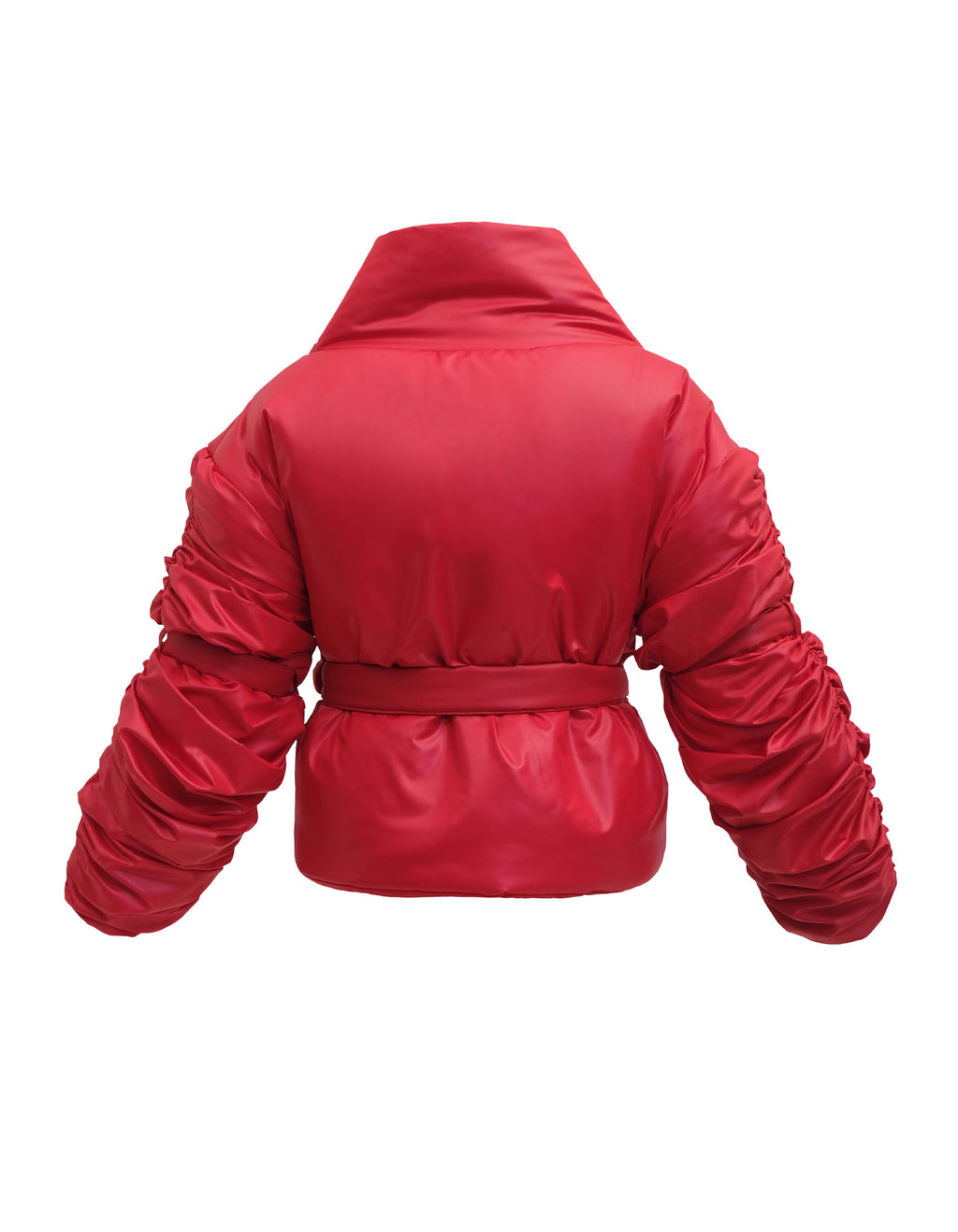 Sculptural Draped-Sleeve Puffer Jacket