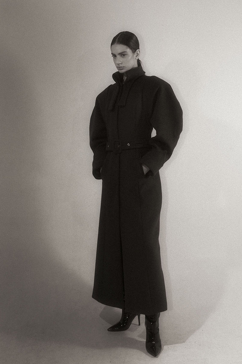 Puff-sleeved stone brown coat