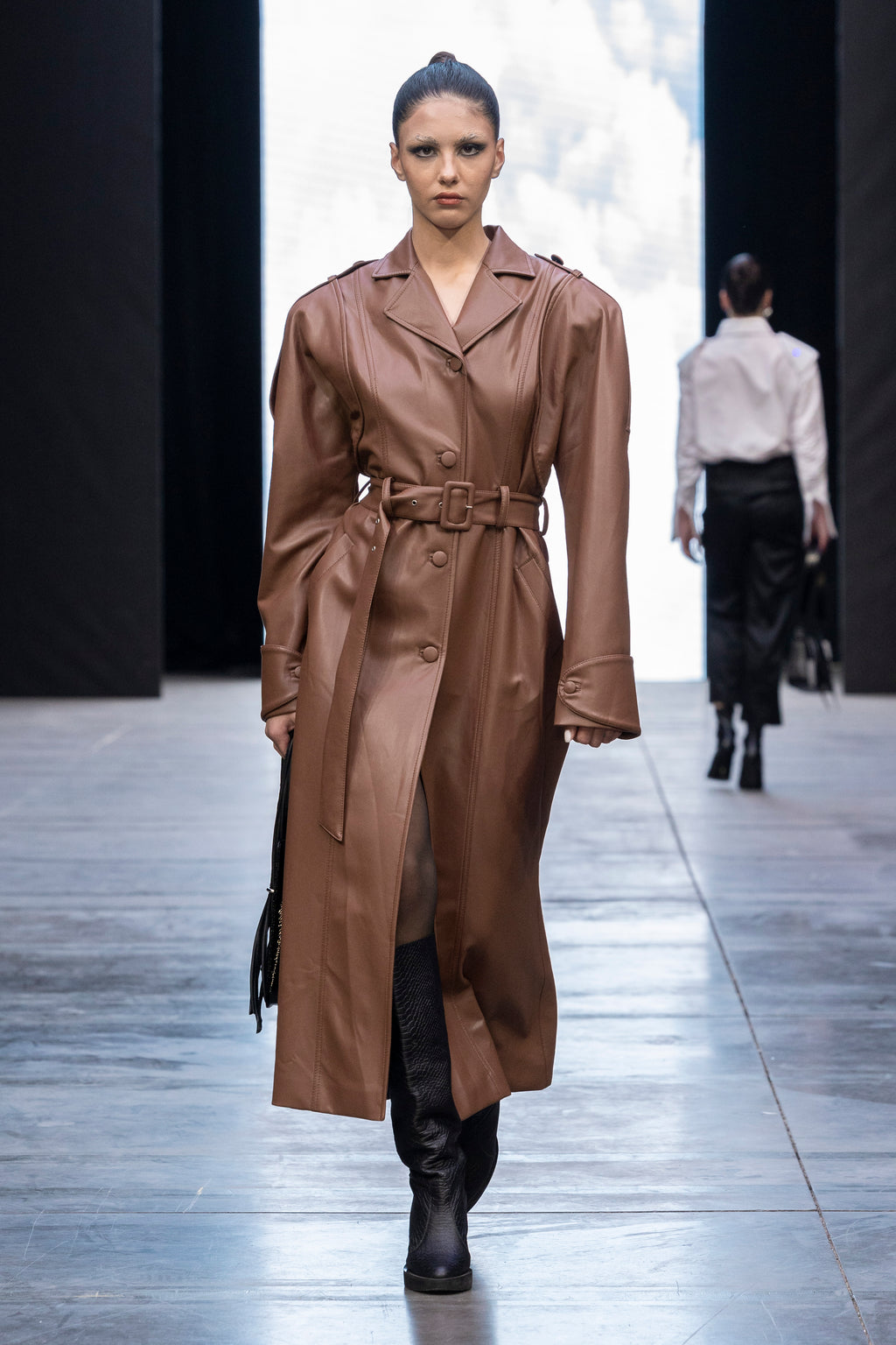 Brown Faux Leather Coat