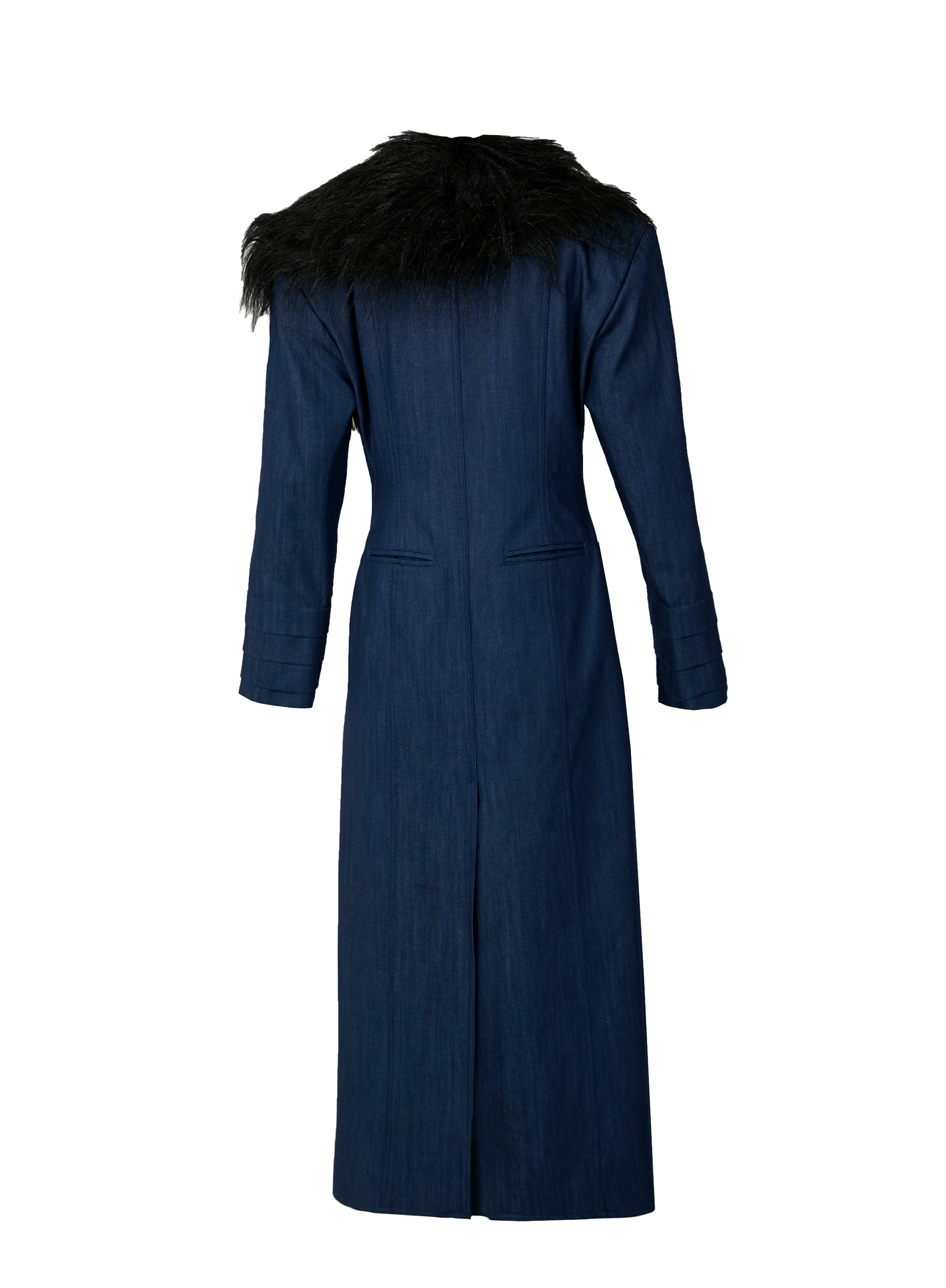 Faux Fur Collar Denim Coat