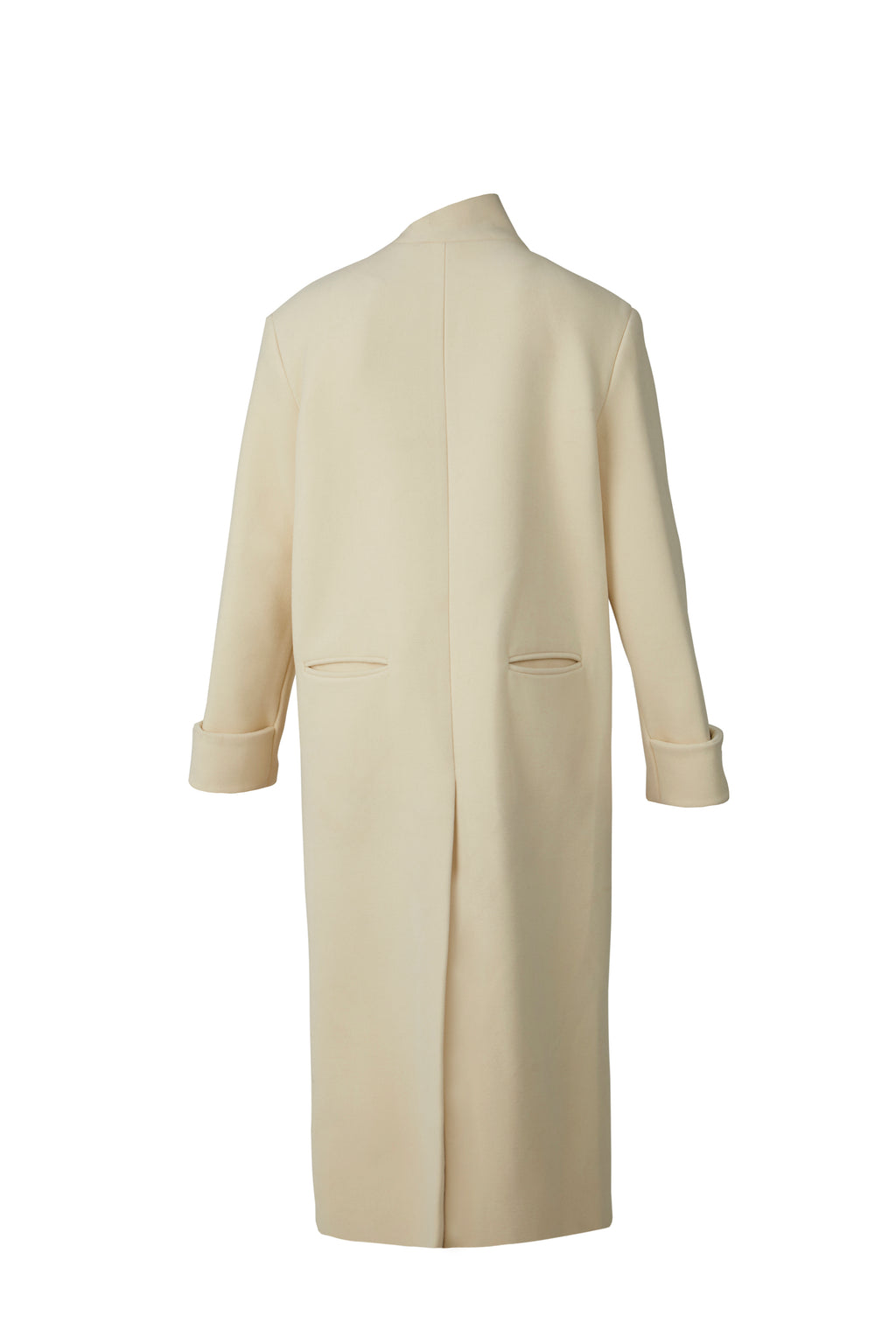 Milky White Asymmetric High-Neck Coat