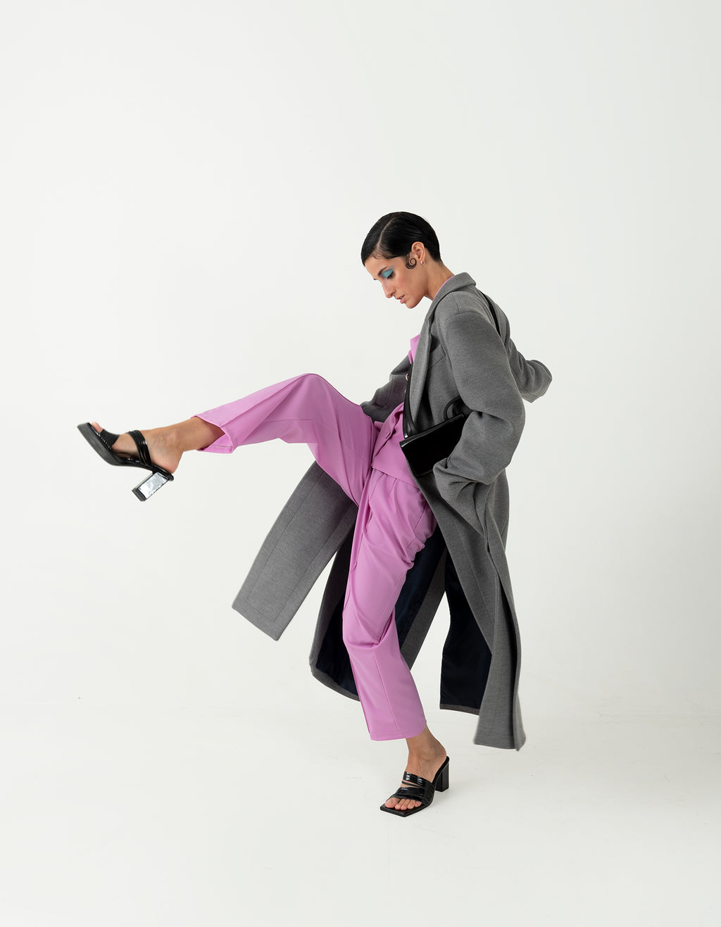 Light Grey Wide-Shoulder Coat