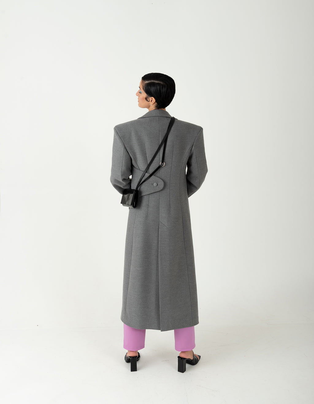 Light Grey Wide-Shoulder Coat