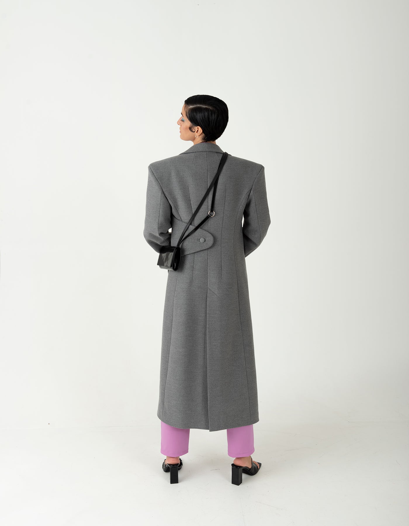 Light Grey Wide-Shoulder Coat