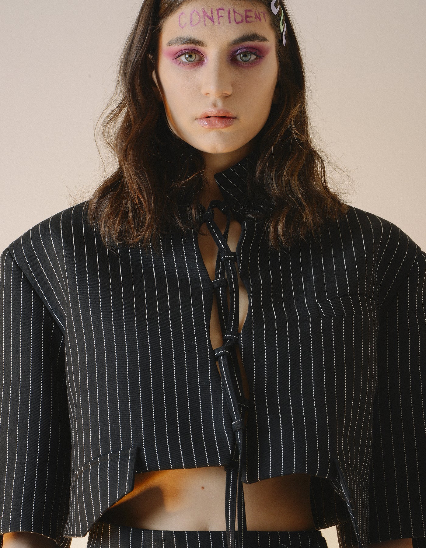 Lace-Up Cropped Open-Back Blazer