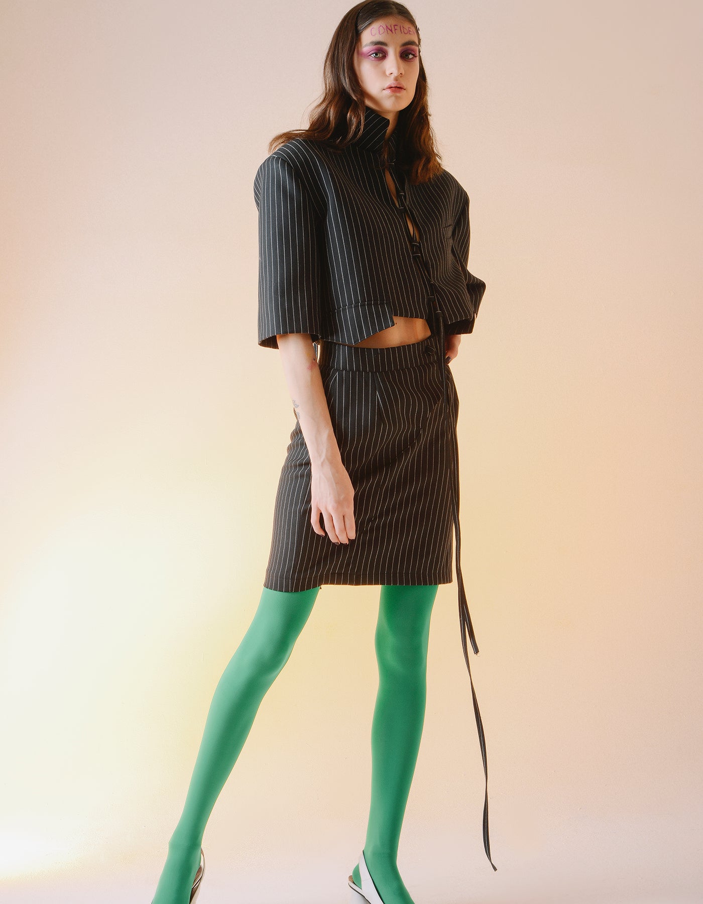 Lace-Up Cropped Open-Back Blazer