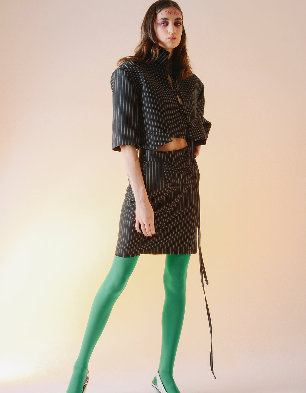 Striped Tailored Mini Skirt