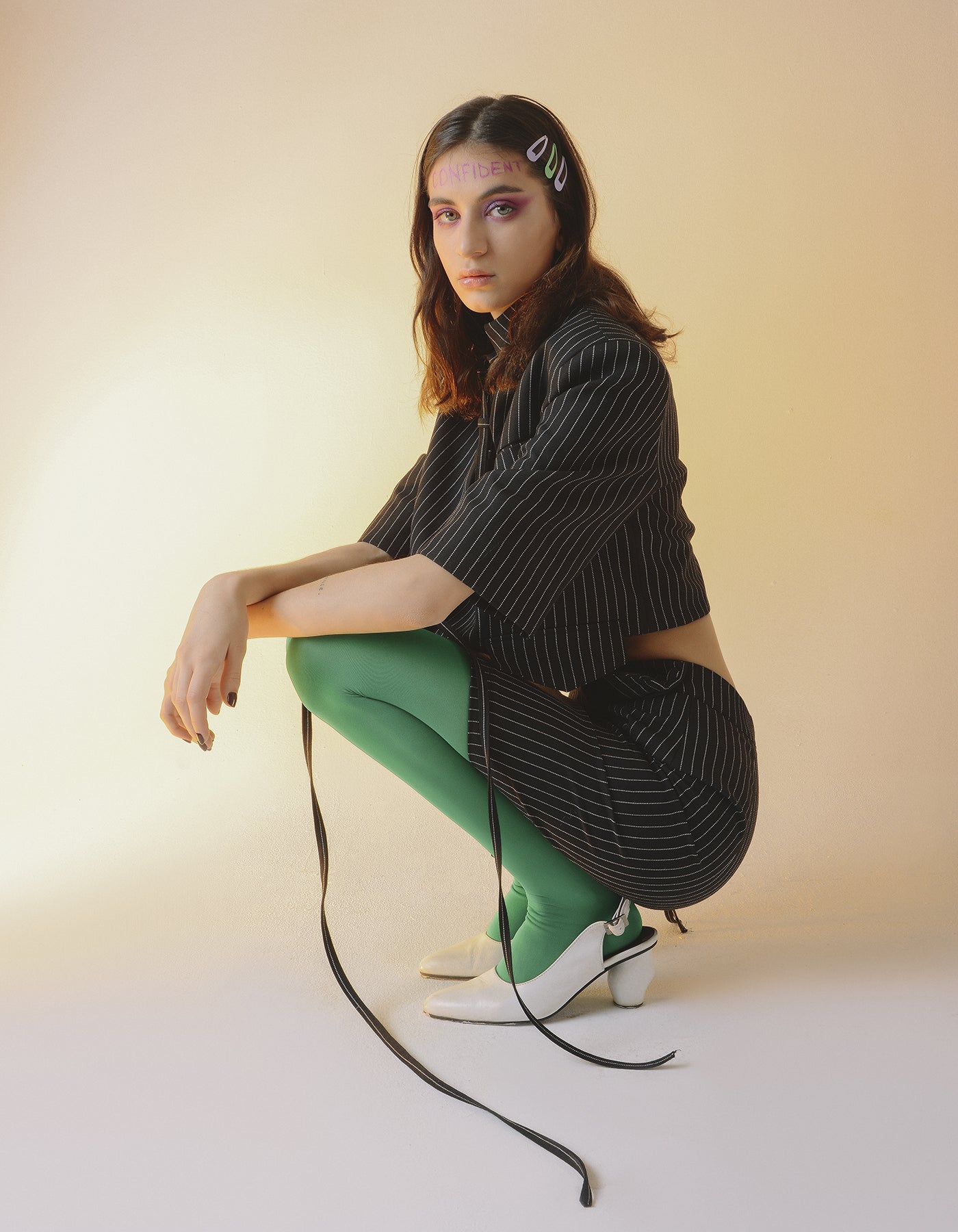 Lace-Up Cropped Open-Back Blazer