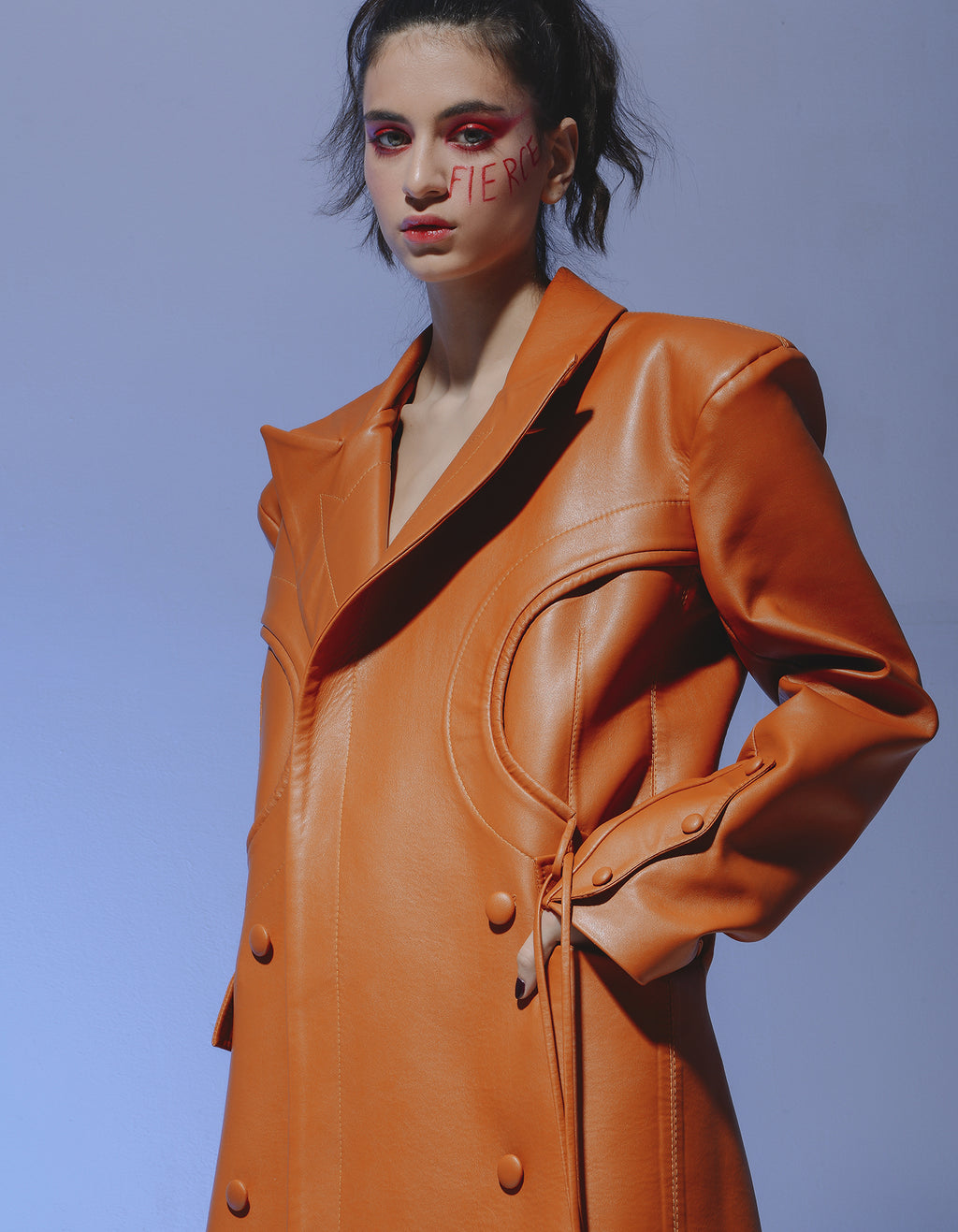 Structured Faux Leather Coat