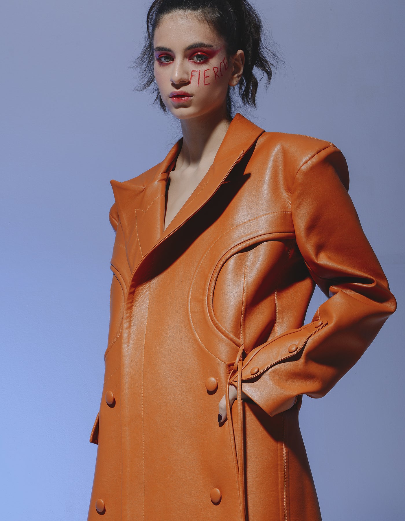 Structured Faux Leather Coat