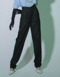 High-Waist Straight-Leg Black Trousers